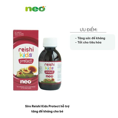 Siro Reishi Kids Protect - Tăng cường sức đề kháng cho trẻ từ 6 tháng tuổi, bổ sung Vitamin C và kẽm, hỗ trợ tiêu hóa hiệu quả