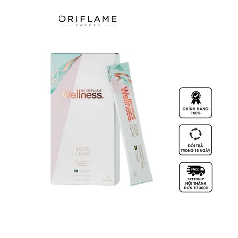 Oriflame Wellness Aqua Glow - Bổ sung nước làm đẹp da với công nghệ Ceramosides™ và chiết xuất dâu Lingon - Hỗ trợ ẩm và chống lão hóa