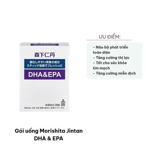 Gói Uống Morishita Jintan DHA & EPA - Tăng Cường Trí Nhớ, Cải Thiện Thị Lực, Hỗ Trợ Sức Khỏe Tim Mạch - 30 Gói Tiện Dụng