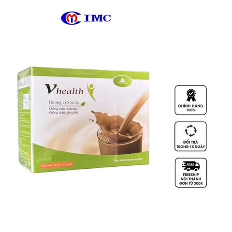 Bột Dinh Dưỡng Vhealth Hỗ Trợ Năng Lượng - Bữa Ăn Lành Mạnh Vị Socola & Trà Xanh, 20 Gói, Thực Phẩm Chức Năng Giúp Tăng Cường Sức Khỏe