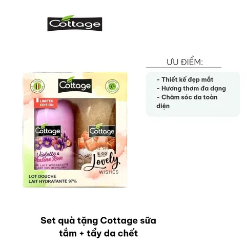 Set quà tặng Cottage chăm sóc cơ thể - Sữa tắm 250ml & Tẩy da chết 270ml, Hương thơm dễ chịu, Quà tặng hoàn hảo cho mọi dịp