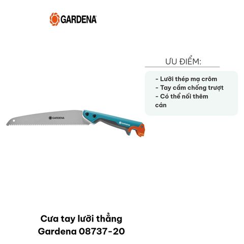Cưa tay lưỡi thẳng Gardena 08737-20 - Dụng cụ cắt tỉa cành cây nhỏ, lưỡi thép không gỉ 300mm, tay cầm chống trượt, tiện dụng cho vườn.