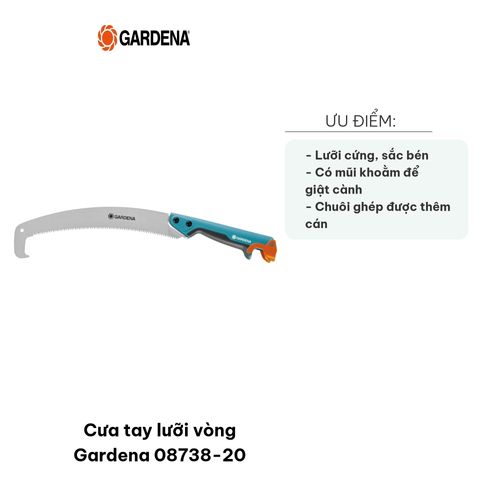 Cưa tay lưỡi vòng Gardena 08738-20 cao cấp - Cưa cành théo không rỉ, tay cầm nhựa HDPE, thích hợp cho làm vườn và sửa chữa ngoài trời