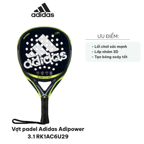 Vợt Padel Adidas Adipower 3.1 RK1AC6U29 - Vợt Chuyên Gia Sức Mạnh Với Công Nghệ Dual eXoskeleton, Cao Su Eva Cao Cấp