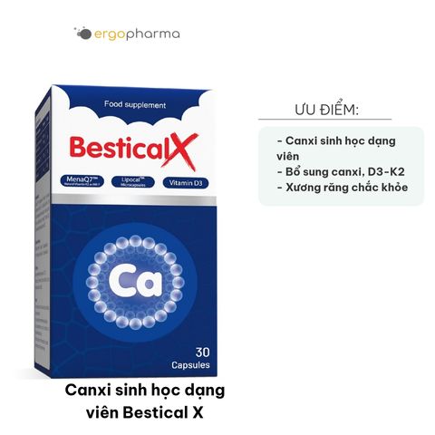 Canxi Sinh Học Dạng Viên Bestical X - Hỗ Trợ Xương Khớp, Bổ Sung Vitamin D3 & K2, Dành Cho Trẻ Em và Phụ Nữ Mang Thai, 30 Viên