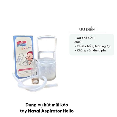 Dụng cụ hút mũi kéo tay Nasal Aspirator Hello - Tiện lợi, an toàn cho trẻ em 0-6 tuổi, dễ vệ sinh, không cần pin, không gây tiếng ồn