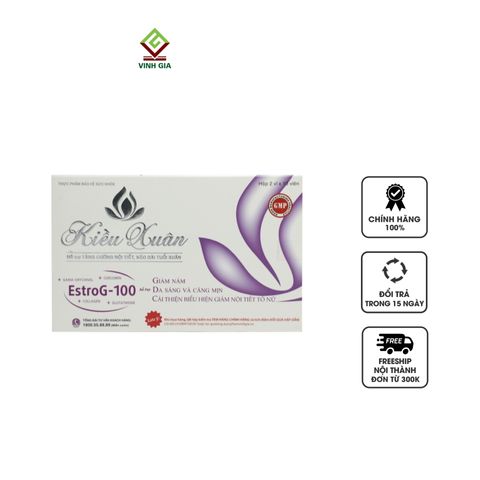Viên uống Kiều Xuân Estrog-100 - Hỗ trợ cân bằng nội tiết, đẹp da, giảm stress cho phụ nữ tiền mãn kinh và mãn kinh