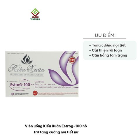 Viên uống Kiều Xuân Estrog-100 - Hỗ trợ cân bằng nội tiết, đẹp da, giảm stress cho phụ nữ tiền mãn kinh và mãn kinh