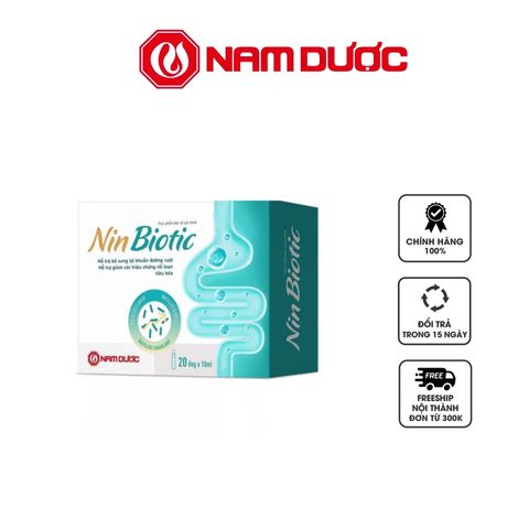Viên Uống Hỗ Trợ Bổ Sung Lợi Khuẩn Đường Ruột NinBiotic Nam Dược - 20 Ống X 10ml, Duy Trì Sức Khỏe Tiêu Hóa Cho Trẻ Em Và Người Lớn
