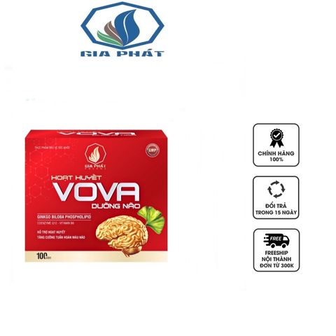 Viên uống hoạt huyết dưỡng não Vova Gia Phát - Hỗ trợ cải thiện trí nhớ, tăng cường tuần hoàn máu - Hộp 100 viên thiên nhiên