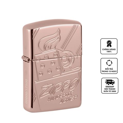 Bật Lửa Zippo Script Collectible Armor Rose Gold 48768 - Phiên Bản Kỷ Niệm 75 Năm, Hàng Giới Hạn Sang Trọng