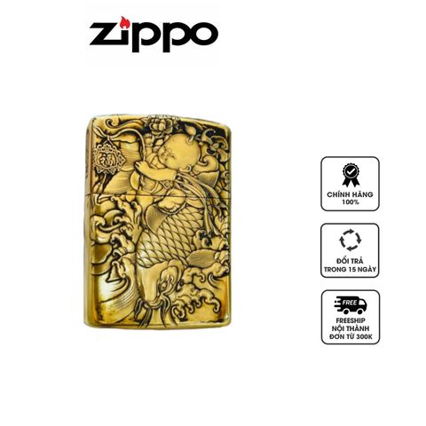 Bật Lửa Zippo Khắc Hình Cá Chép 3D ZPC4190 - Phiên Bản Đồng Sang Trọng, Ý Nghĩa Văn Hóa Á Đông, Quà Tặng Độc Đáo
