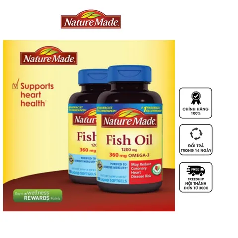 Dầu cá Nature Made Fish Oil Omega 3 1200mg hộp 120 viên 
