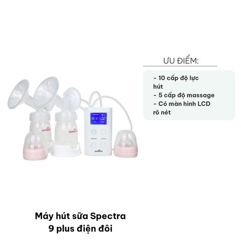Máy Hút Sữa Điện Đôi Spectra 9 Plus - Công Nghệ Hiện Đại, 10 Cấp Độ Hút và 5 Chế Độ Massage, An Toàn và Tiện Dụng Cho Mẹ
