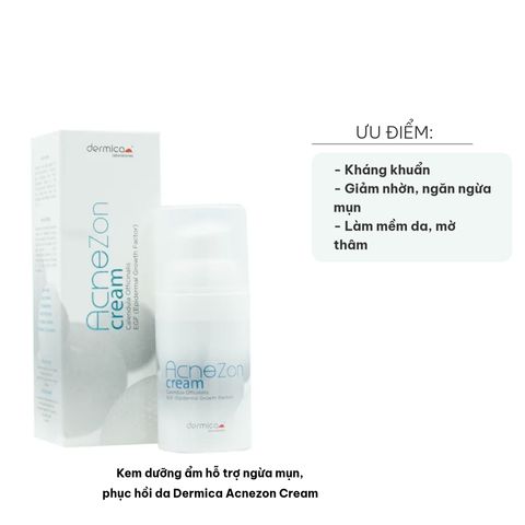Kem Dưỡng Ẩm Chống Mụn Dermica Acnezon Cream 30ml - Hỗ Trợ Phục Hồi Da Dầu Mụn, Cấp Ẩm, Kháng Khuẩn, Làm Mờ Sẹo Thâm