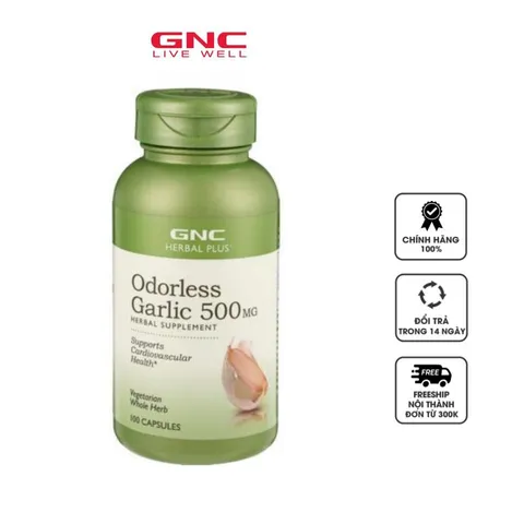 Viên uống tinh dầu tỏi không mùi GNC Odorless Garlic 500mg