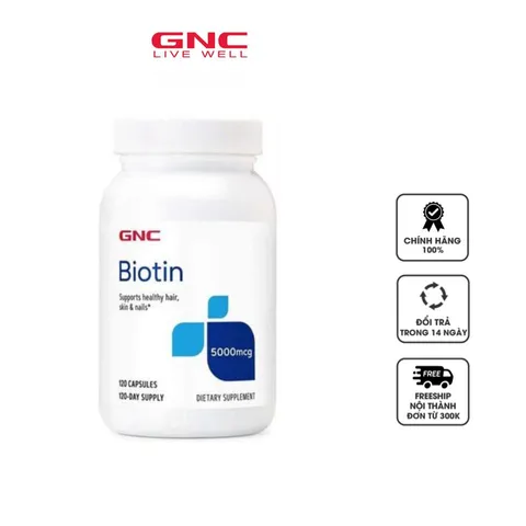 Viên uống hỗ trợ mọc tóc GNC Biotin 5000mcg
