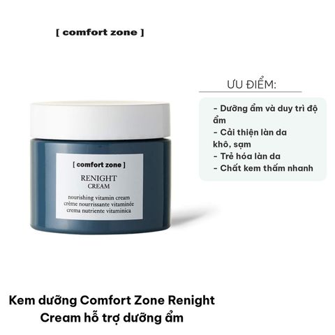 Kem Dưỡng Ẩm Comfort Zone Renight Cream 60ml - Chăm Sóc Da Trẻ Hóa, Giảm Nếp Nhăn, Dưỡng Ẩm Ban Đêm Cao Cấp