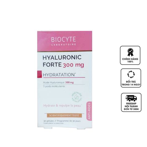 Viên uống cấp nước Biocyte Hyaluronic Forte Full Spectrum - Dưỡng ẩm và chống lão hóa hiệu quả từ Pháp - 30 viên cho làn da căng mướt