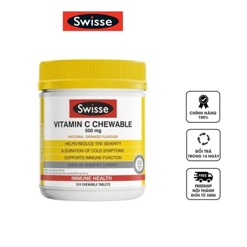 Viên nhai Swisse Vitamin C Chewable 500mg hỗ trợ tăng đề kháng