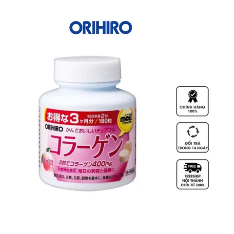 Viên nhai bổ sung collagen Orihiro Most Chewable vị đào