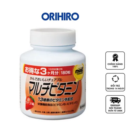 Viên nhai vitamin tổng hợp vị dâu Orihiro hỗ trợ tăng đề kháng