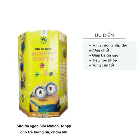 Siro ăn ngon Minion Happy 5in1 cho trẻ biếng ăn, chậm lớn - Hỗ trợ tăng cảm giác thèm ăn, bổ sung DHA, vitamin, tăng sức đề kháng