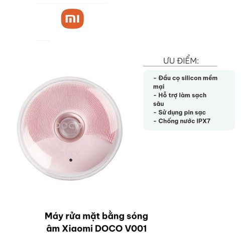 Máy Rửa Mặt Bằng Sóng Âm Xiaomi DOCO V001 - Thiết Bị Làm Sạch Da Mặt Thông Minh, Chống Nước, Đầu Chải Silicon Mềm mại