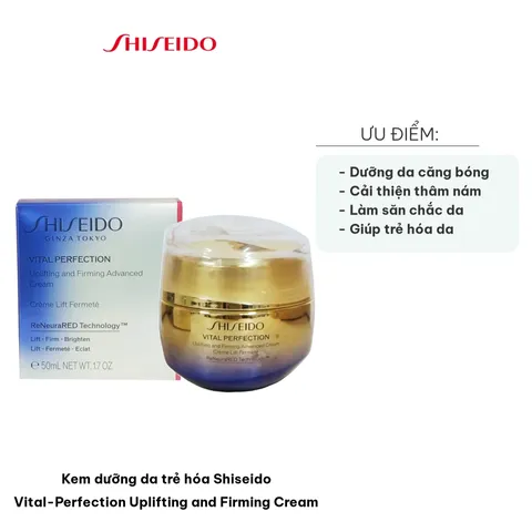 Kem Dưỡng Da Trẻ Hóa Shiseido Vital-Perfection 50ml - Kem Săn Chắc, Dưỡng Ẩm Từ Thiên Nhiên, Giải Quyết Dấu Hiệu Lão Hóa Da