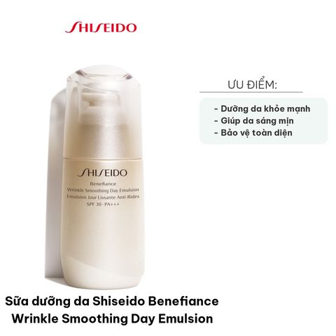 Sữa Dưỡng Da Shiseido Benefiance Wrinkle Smoothing Day Emulsion 75ml - Chống Lão Hóa, Làm Sáng Da, Chỉ Số SPF 30 PA+++