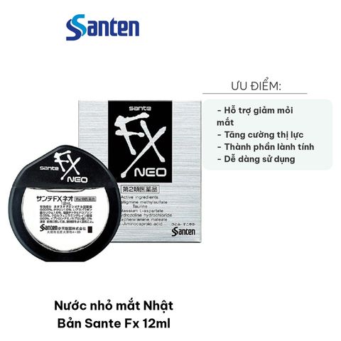 Nước Nhỏ Mắt Nhật Bản Sante Fx Neo 12ml - Giải Tỏa Căng Thẳng Mắt, Ngăn Ngừa Mỏi Mắt và Các Vấn Đề Về Mắt