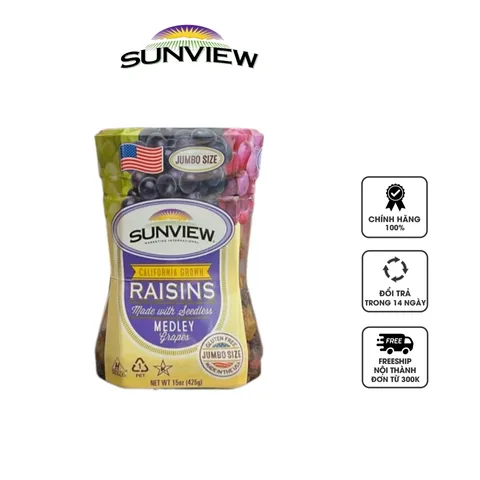 Nho khô Mỹ không hạt Sunview Raisins 425g