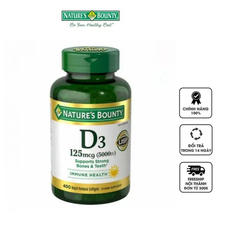 Viên uống bổ sung Vitamin D3 Nature’s Bounty 5000IU