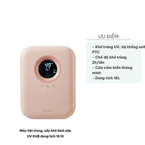 Máy Tiệt Trùng Sấy Khô Bình Sữa UV KUB 16L - Công Nghệ Khử Trùng Tia UV, An Toàn Cho Bé, Tiện Ích Sử Dụng