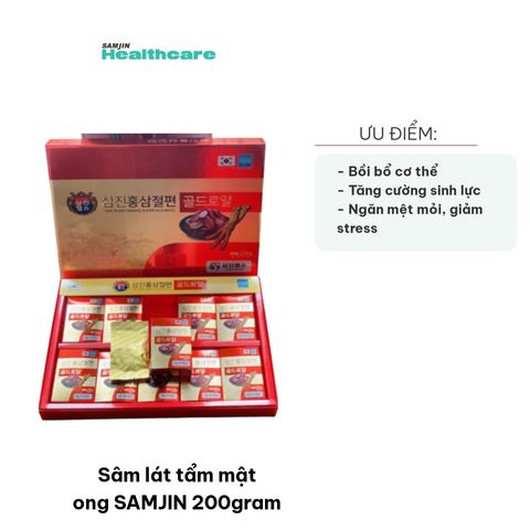 Sâm lát tẩm mật ong SAMJIN 200gram - Hồng sâm 6 năm tuổi, dưỡng sức khỏe, trẻ hóa làn da, ngăn mệt mỏi và stress.
