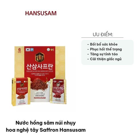 Nước Hồng Sâm Núi Nhụy Hoa Nghệ Tây Saffron Hansusam - Giải Pháp Bổ Sung Sức Khỏe và Làm Đẹp Da Từ Thiên Nhiên