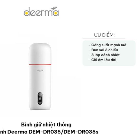 Bình Giữ Nhiệt Thông Minh Deerma DEM-DR035 - 350ml, Công Nghệ Đun Nước Nhanh 300W, Điều Chỉnh Nhiệt Độ, An Toàn Khi Sử Dụng
