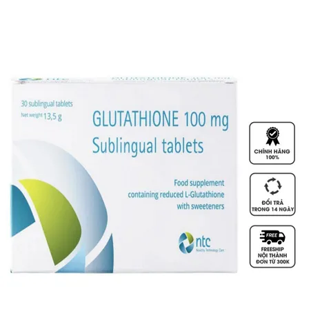 Viên ngậm hỗ trợ trắng da Glutathione 100mg NTC