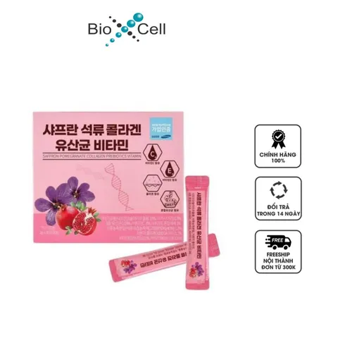 Bột collagen lựu đỏ nhụy hoa nghệ tây Saffron Bio Cell Hàn Quốc