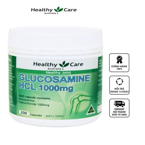 Glucosamine HCL 1000mg Healthy Care hỗ trợ xương khớp