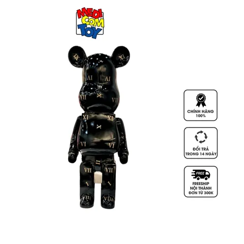Lego Gấu Bearbrick 47cm Màu Đen - Trắng Họa Tiết Bông Hoa
