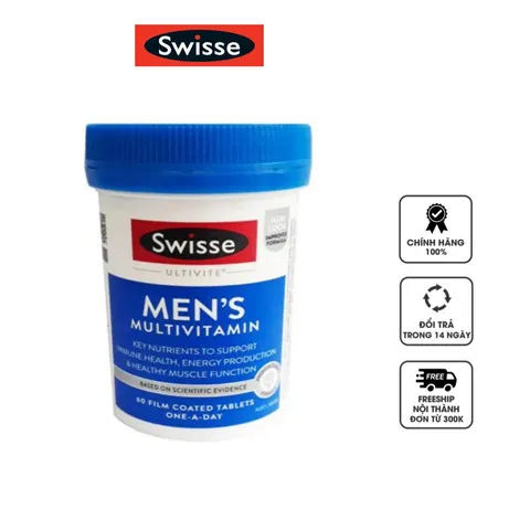 Vitamin tổng hợp cho nam Swisse Men’s Ultivite Multivitamin, 60 viên