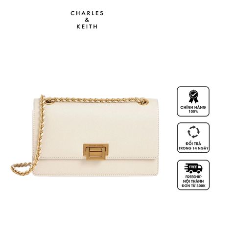 Túi xách Charles & Keith Chain Strap Evening Bag CK2-20840317-8 màu kem