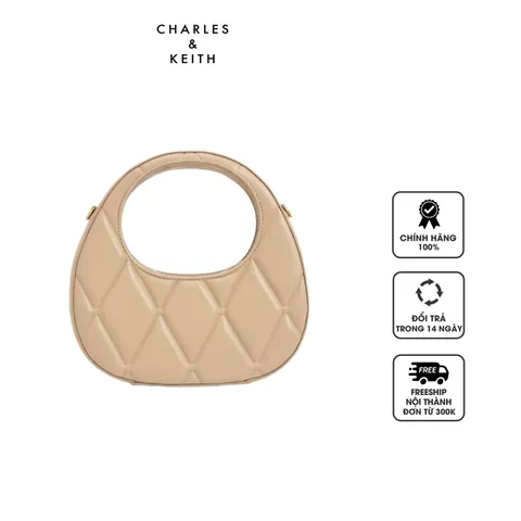 Túi Charles & Keith Candy Quilted Crescent Bag - Beige