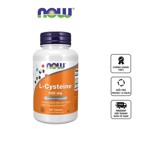 Viên uống Now L-Cysteine 500mg with vitamin B-6 & C