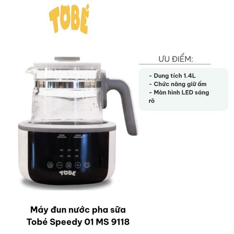 Máy Đun Nước Pha Sữa ToBé Speedy 01 MS 9118 - Thiết Kế Thông Minh, Dung Tích 1.4L, Màn Hình LED Hiện Đại, Đun Sôi Siêu Tốc, Tiện Lợi Cho Gia Đình