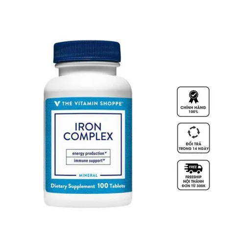 Viên uống bổ sung sắt The Vitamin Shoppe Iron Complex