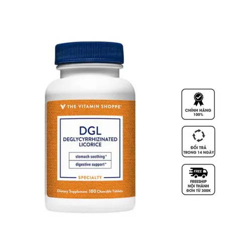 Viên nhai hỗ trợ giảm loét dạ dày The Vitamin Shoppe DGL