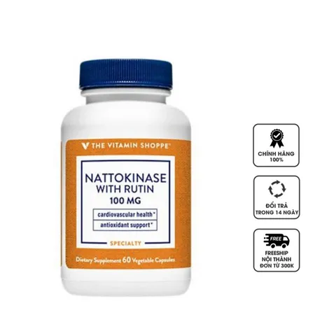 Viên uống The Vitamin Shoppe Nattokinase With Rutin 100mg của Mỹ