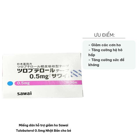 Miếng dán hỗ trợ giảm ho Sawai Tulobuterol 0.5mg Nhật Bản cho bé - Giải pháp hô hấp an toàn cho trẻ từ 6 tháng đến 3 tuổi
